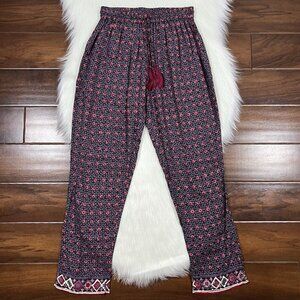 Natalie Martin Women's Size Small Floral Bianca Rayon Tassel Tie Pull‎ On Pants